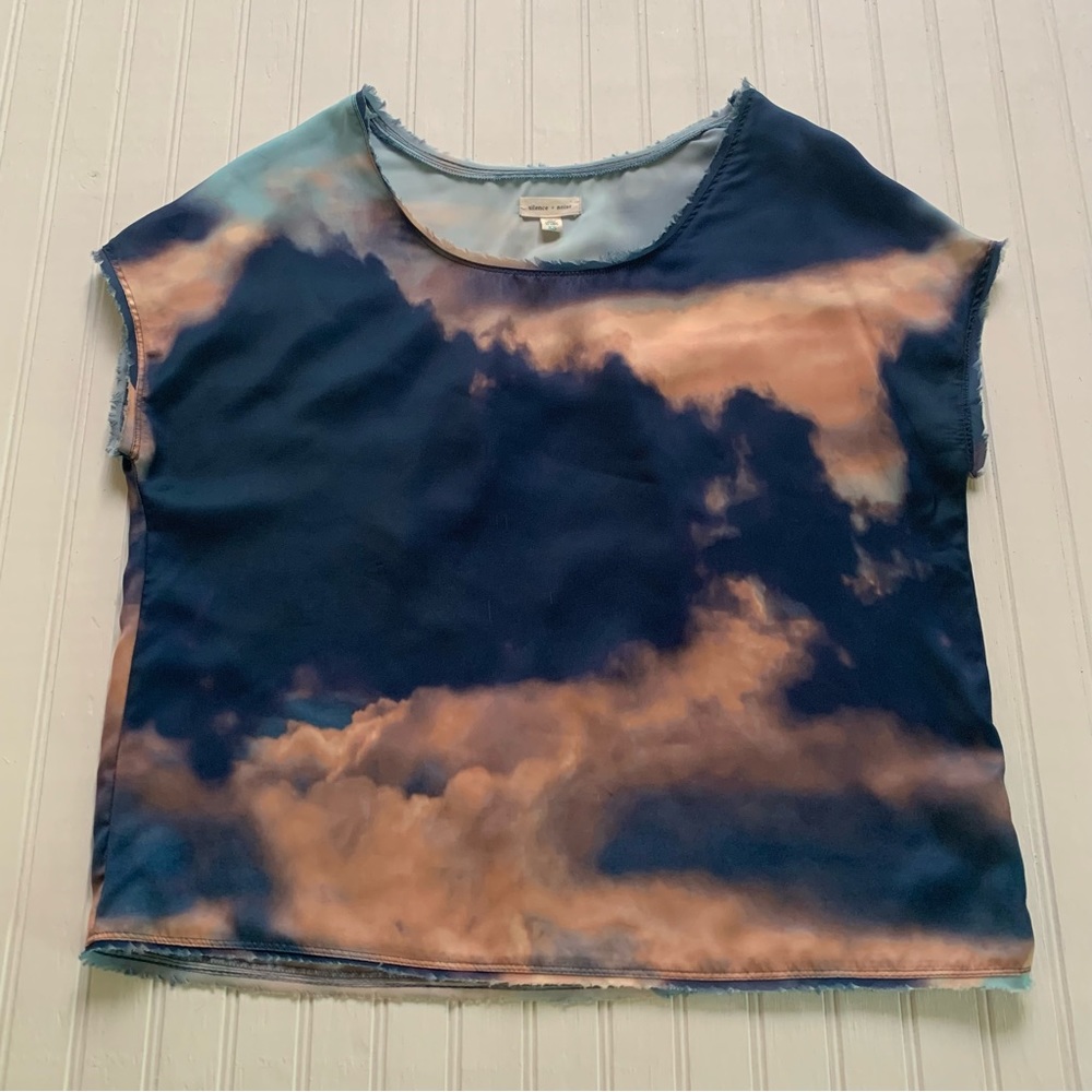 Silence and Noise ~ Novelty Print with Sky and Clouds Shirt